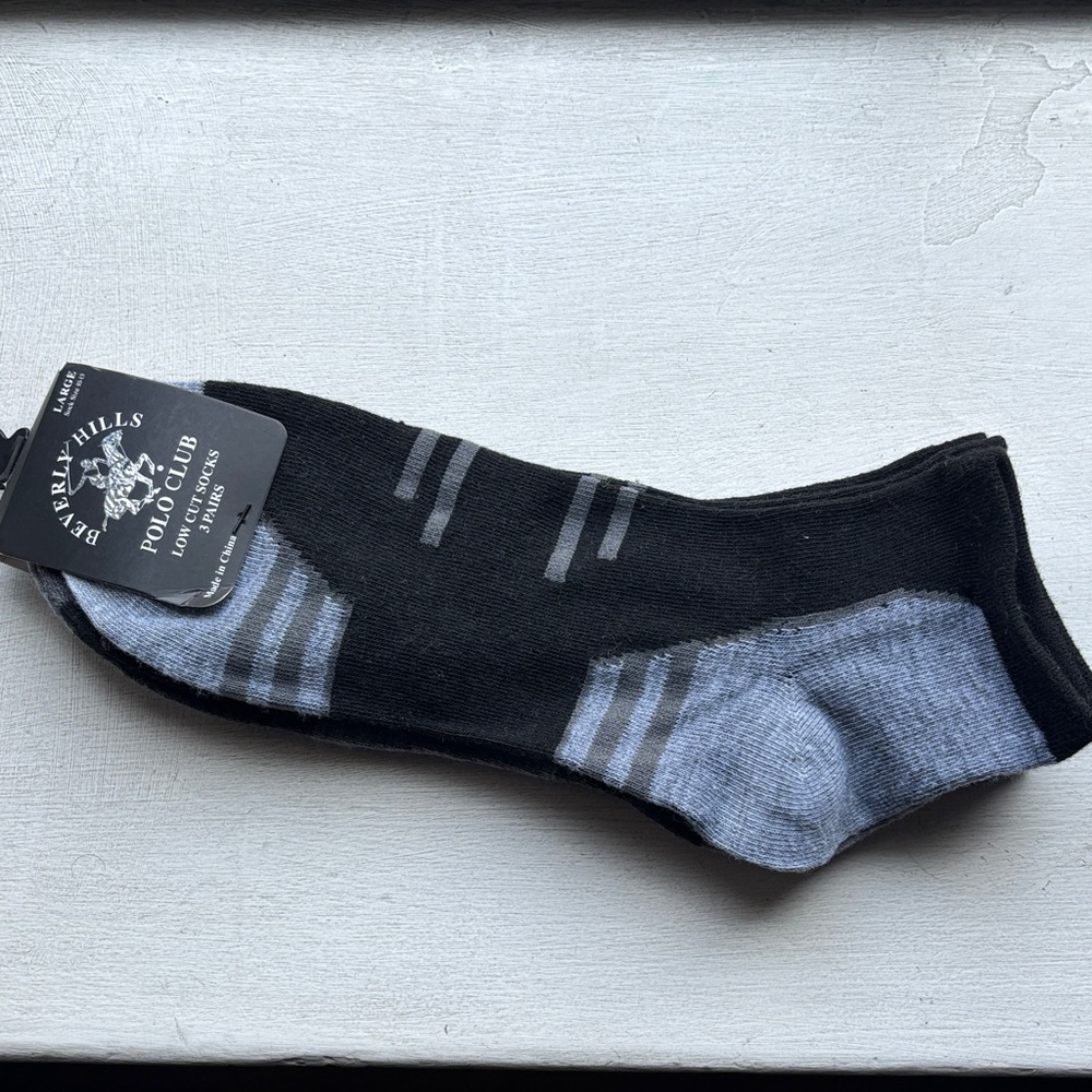 Beverly Hills Polo Club Men's Casual Black and Gray Socks -3-pack